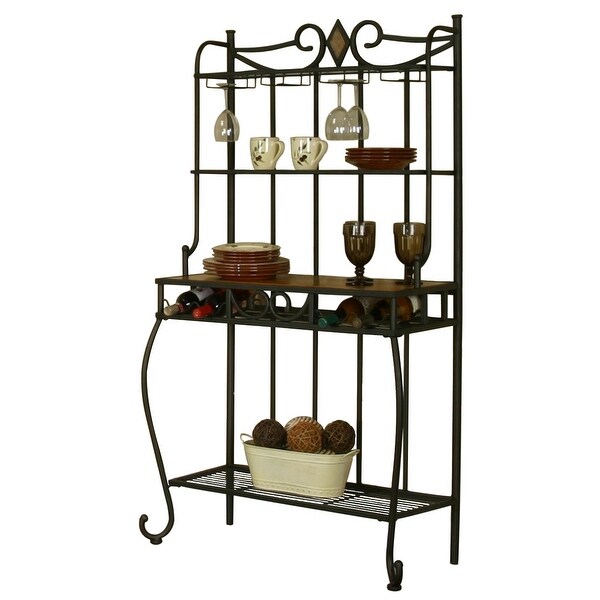 42" Black Bakers Rack Kitchen Shelf Overstock 30539967